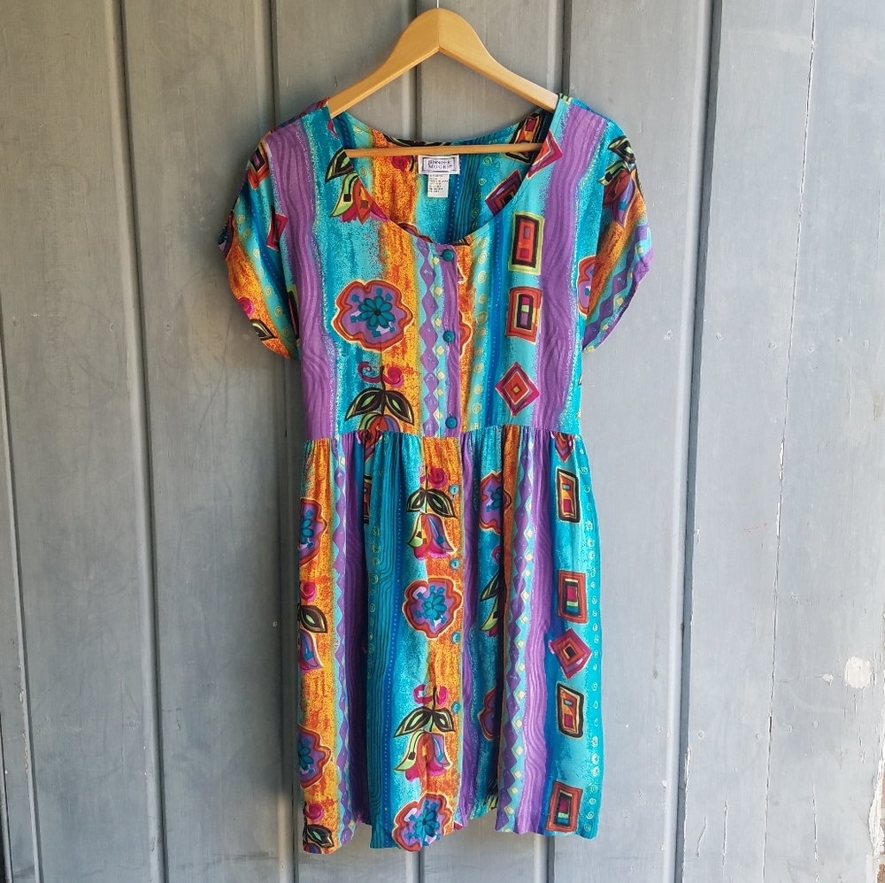 Vintage multicolor button down summer dress - Jennifer Moore